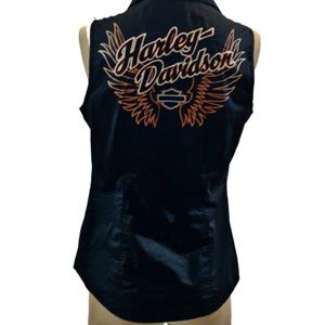 Harley Davidson back patch snap front top size S
